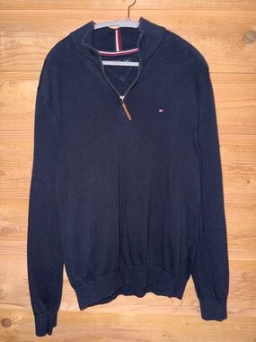 Tommy Hilfiger Men's Navy Half-Zip Pullover Sweater